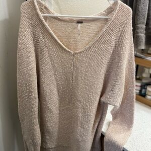 Free People V-Neck Sweater in Cream